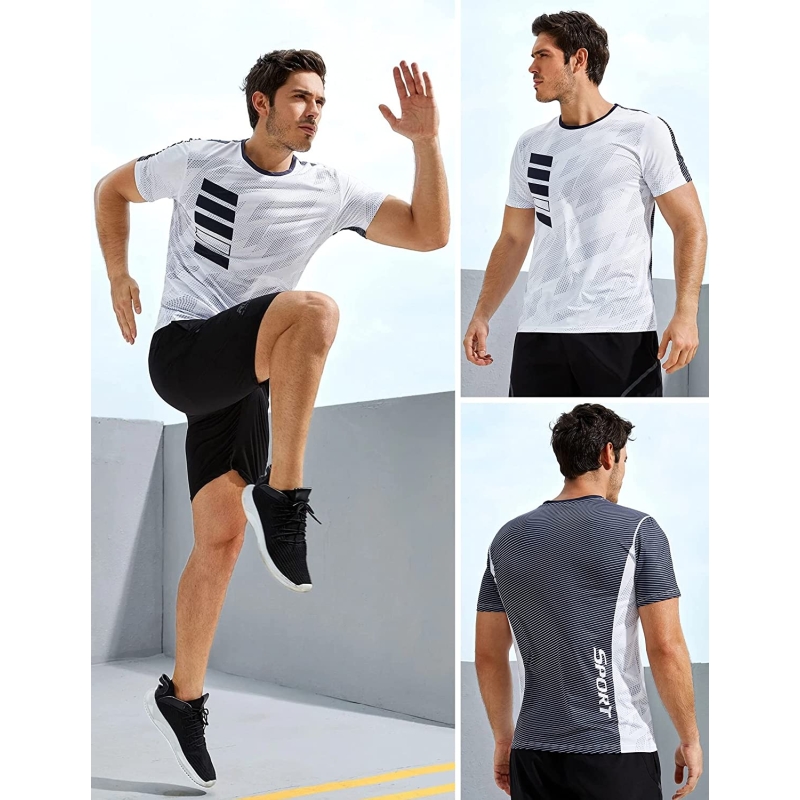 5 Pack Men’s Active Quick Dry Crew Neck T Shirts | Athletic Running Gym Workout Short Sleeve Tee Tops Bulk - Image 6